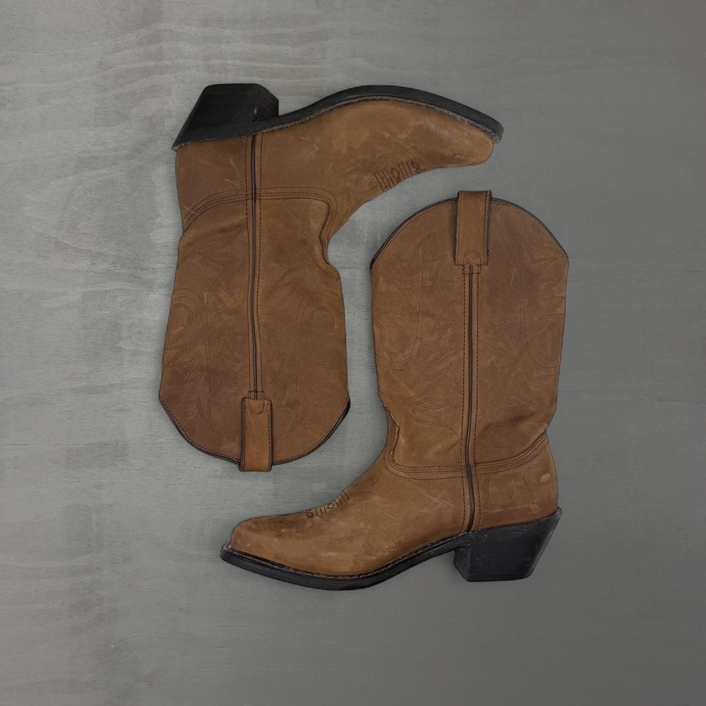 Durango Classic Western Boots Tan Leather RD4112 Pointed Toe Cowgirl 7W